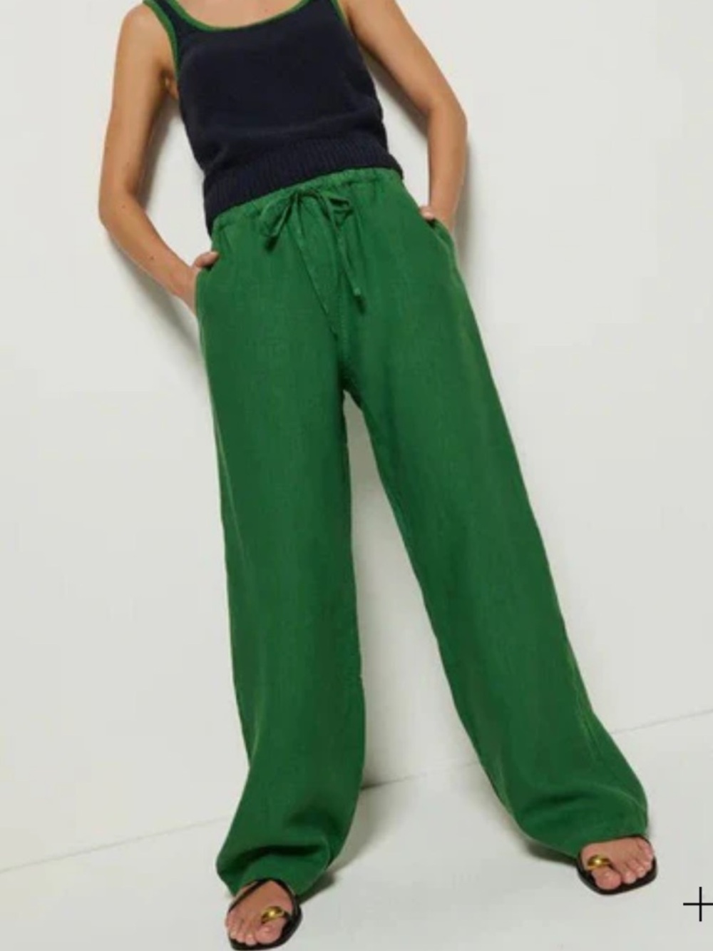 Nation Los Angeles Green Lucia Tie Linen Pant size XS